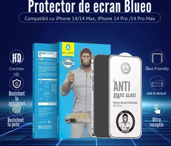 Folie de Sticla Blueo Full Clear HD pentru Iphone 12 Pro Max Antistatica - 3 | YEO